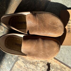 Nefes Brown Leather Slip-On Shoes